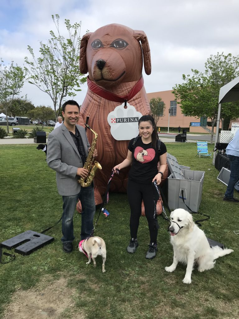kevin delmastro with saxophone supporting a dog charity event